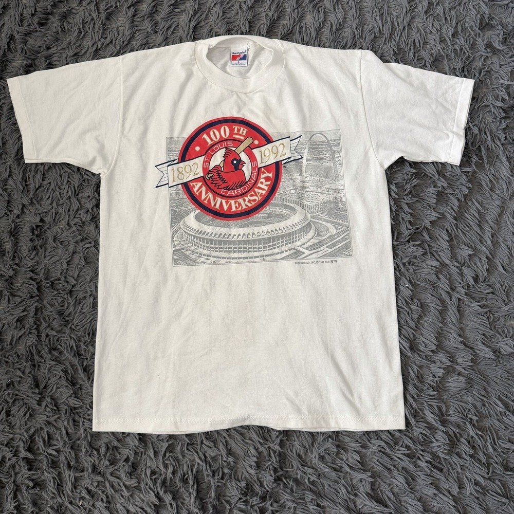 Vintage MLB St. Louis Cardinals 100th Anniversary White Shirt LARGE 1992